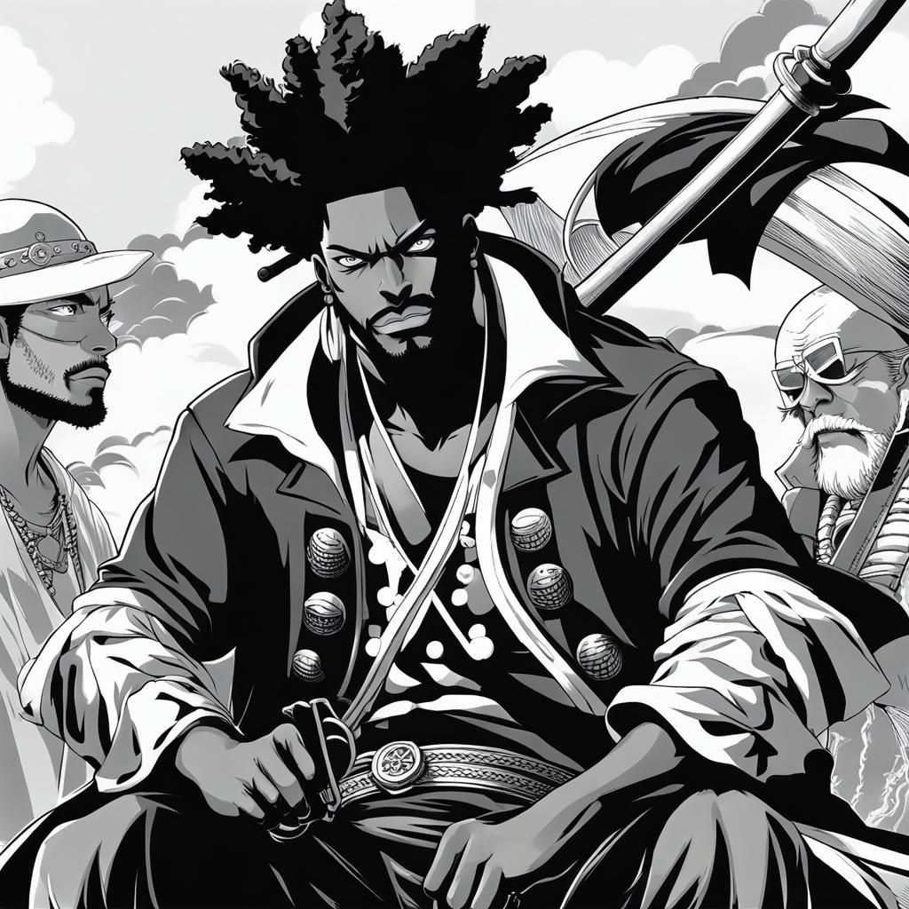 Black Pirate in One Piece Manga Style