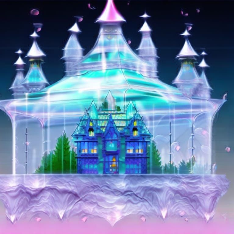 Glass Castle in Glass Cover: Rococo Digital Art