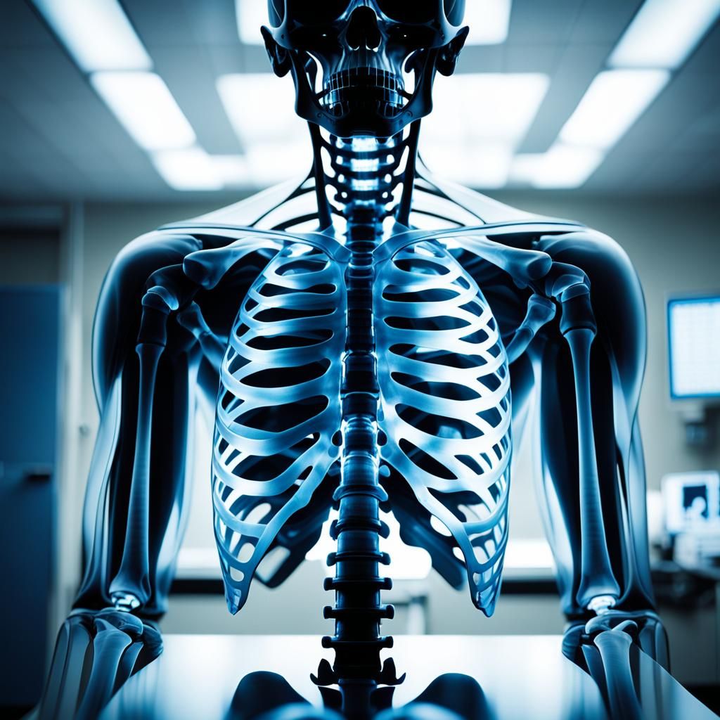 Dramatic Chest X-Ray in Hospital Room