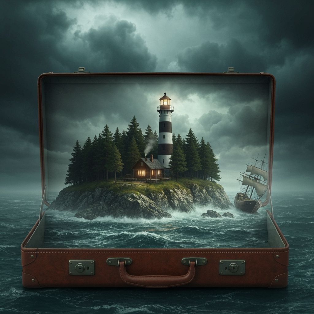 Stormy Island Cabin and Lighthouse in Double Exposure