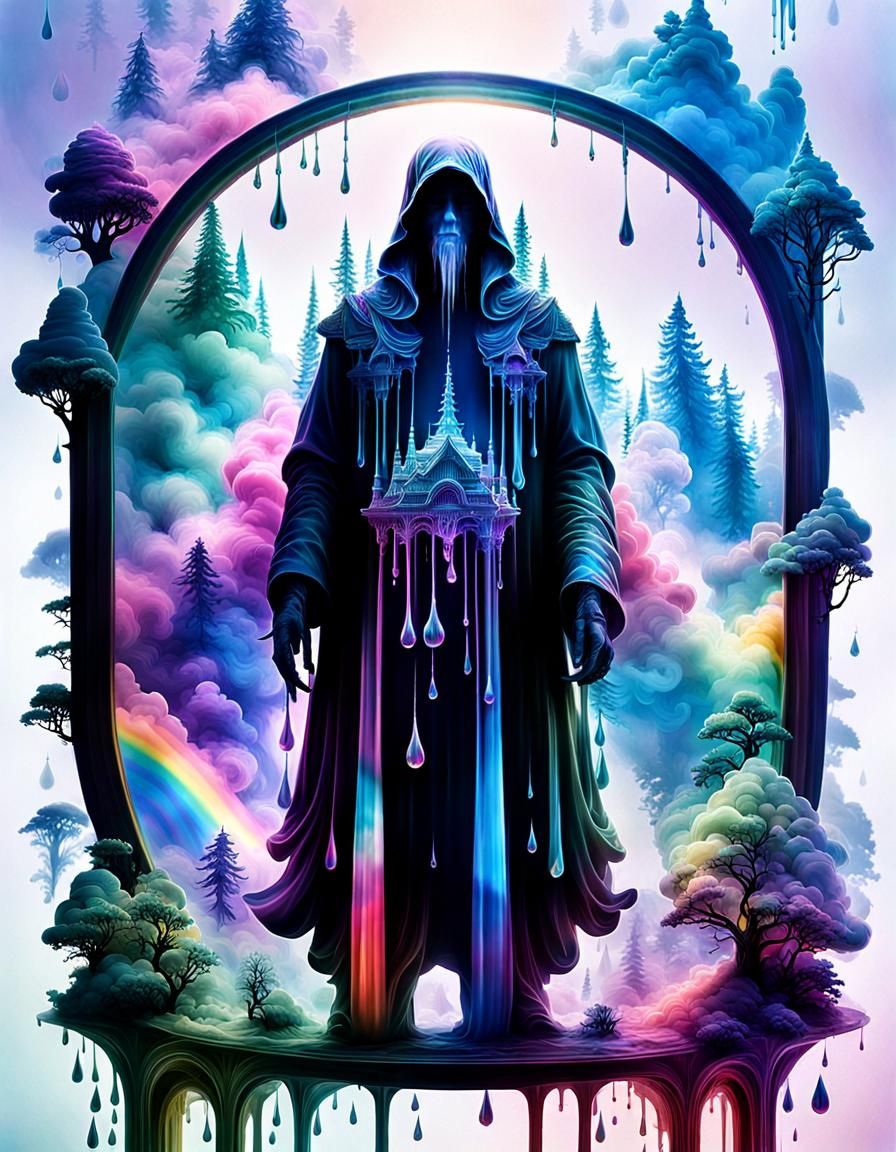 Rainbow Smoke Ghost: Detailed Double Exposure Photo