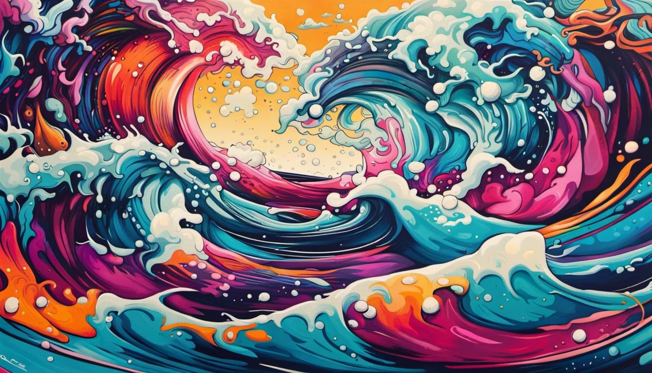 Colorful Graffiti Art Ocean Waves