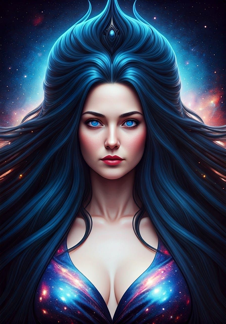 Celestial being with long flowing hair