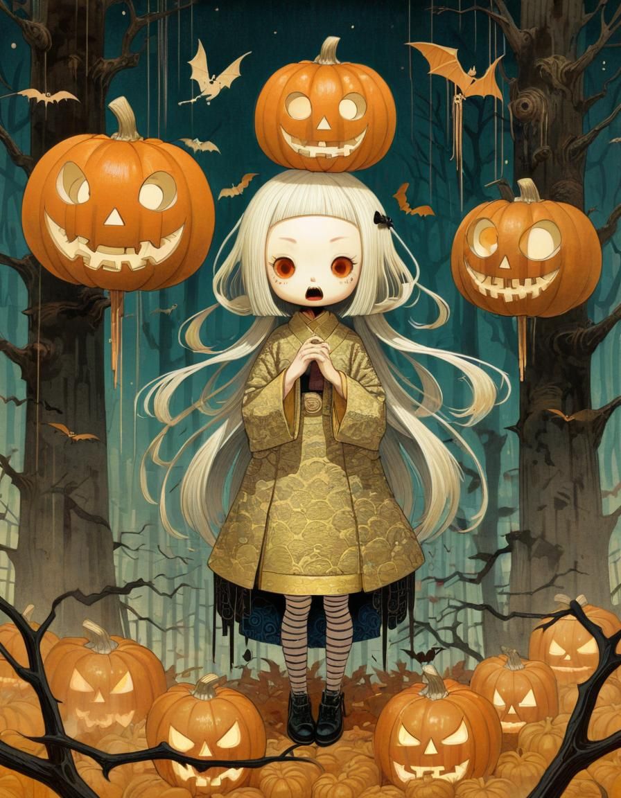 Scary Halloween in Manga Style