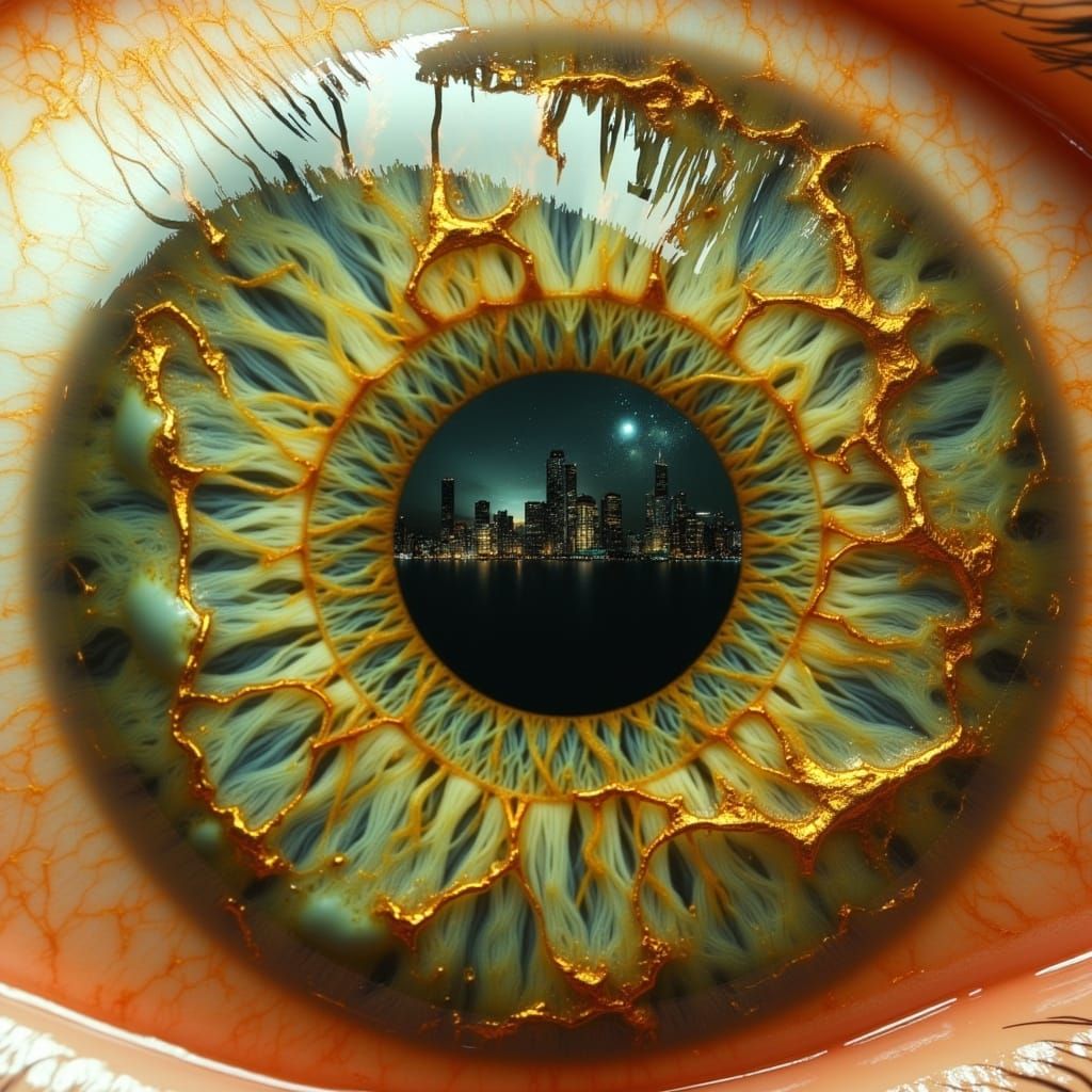 Biblical Ophanim Overlooking Cosmic Post-Apocalyptic City