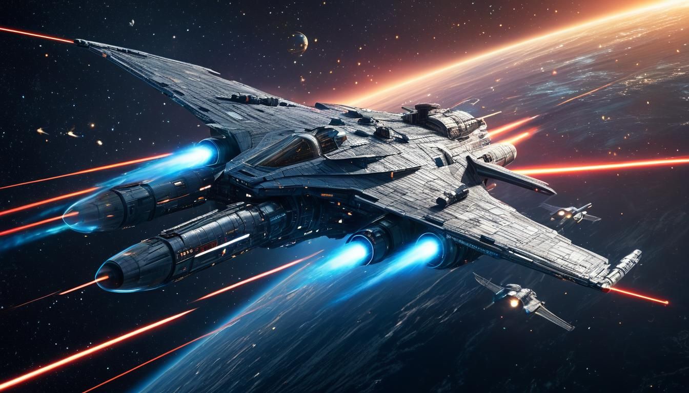 USS Dragon Soars Through Galaxy in Digital Matte Painting