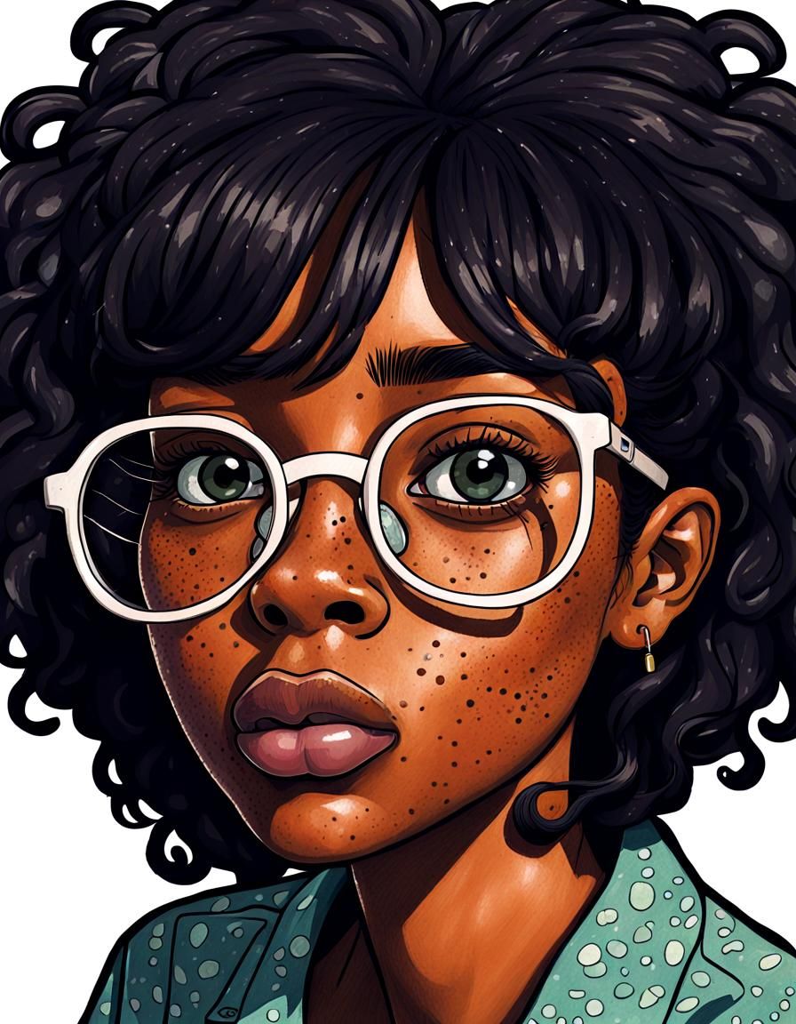 Cartoon Self-Portrait of a Tired Melanin Woman