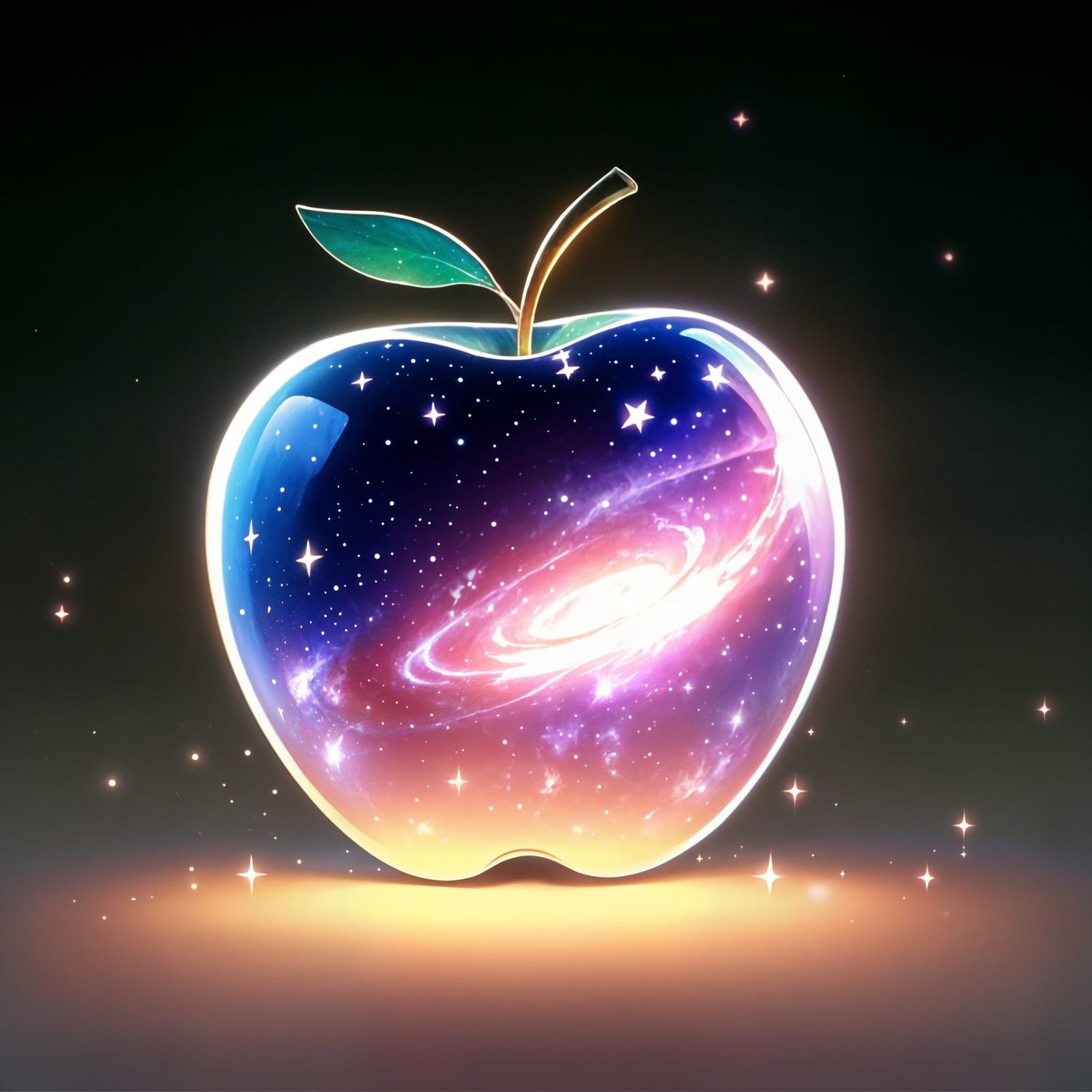 Galactic Apple in Vibrant 3D Anime Style