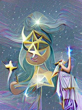 Celestial Goddess in Starry Sky