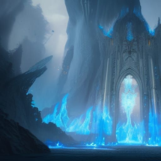 Detailed Blue Fire Digital Painting