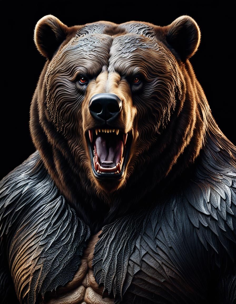 Horrific Vampire Bear Portrait in Cosmic Style