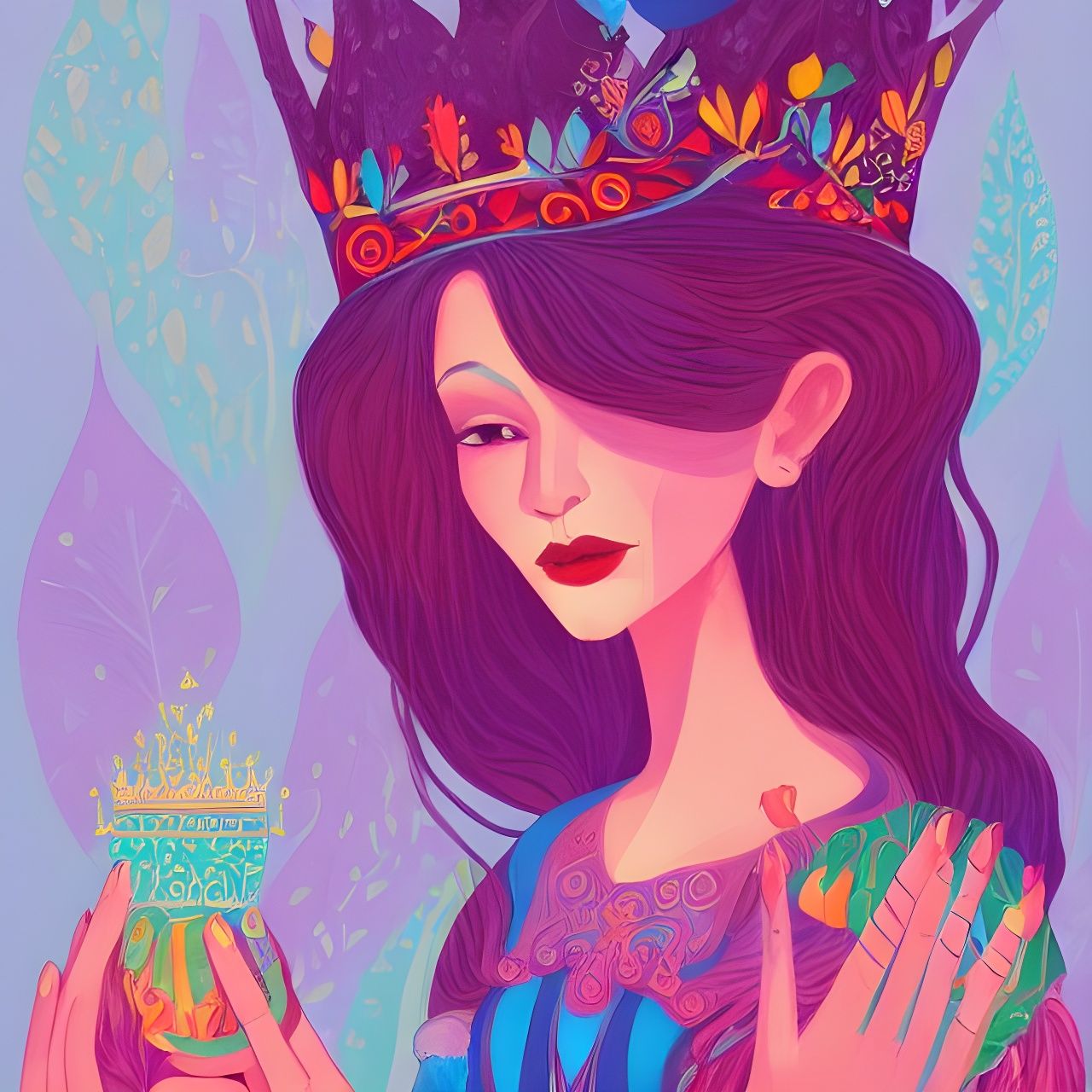 Magical Forest Queen Illustration in Modern Style