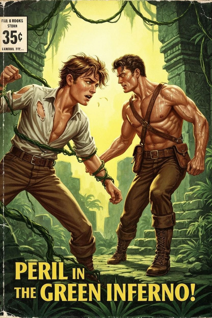 Jungle Peril: Retro Pulp Adventure Magazine Cover