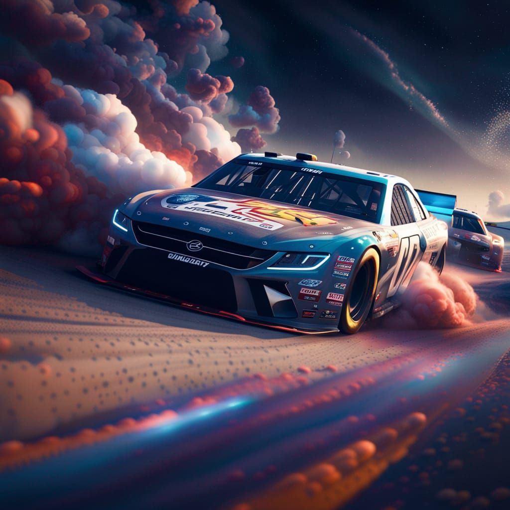 Futuristic NASCAR Race Through the Galaxy