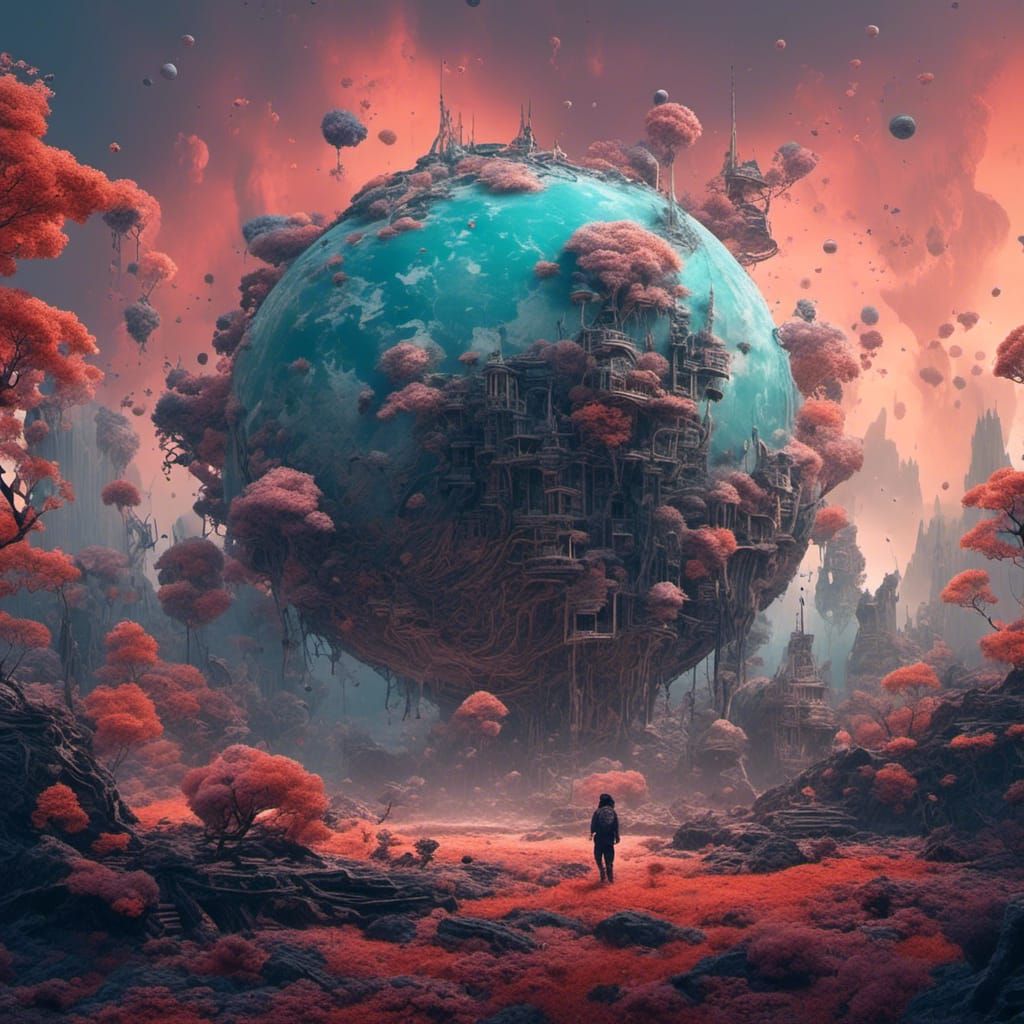 Abstract Object in Bioluminescent Atmosphere, Vintage Style