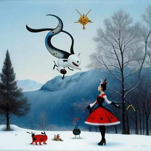 Surreal Ballerina in Winter Wonderland