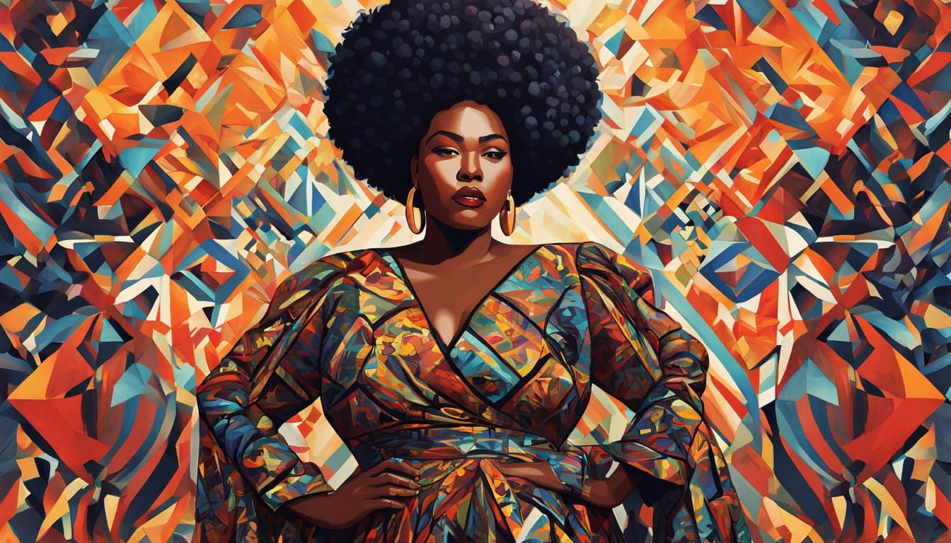 Plus-Size Black Woman on Vogue Cover in Cubist Style