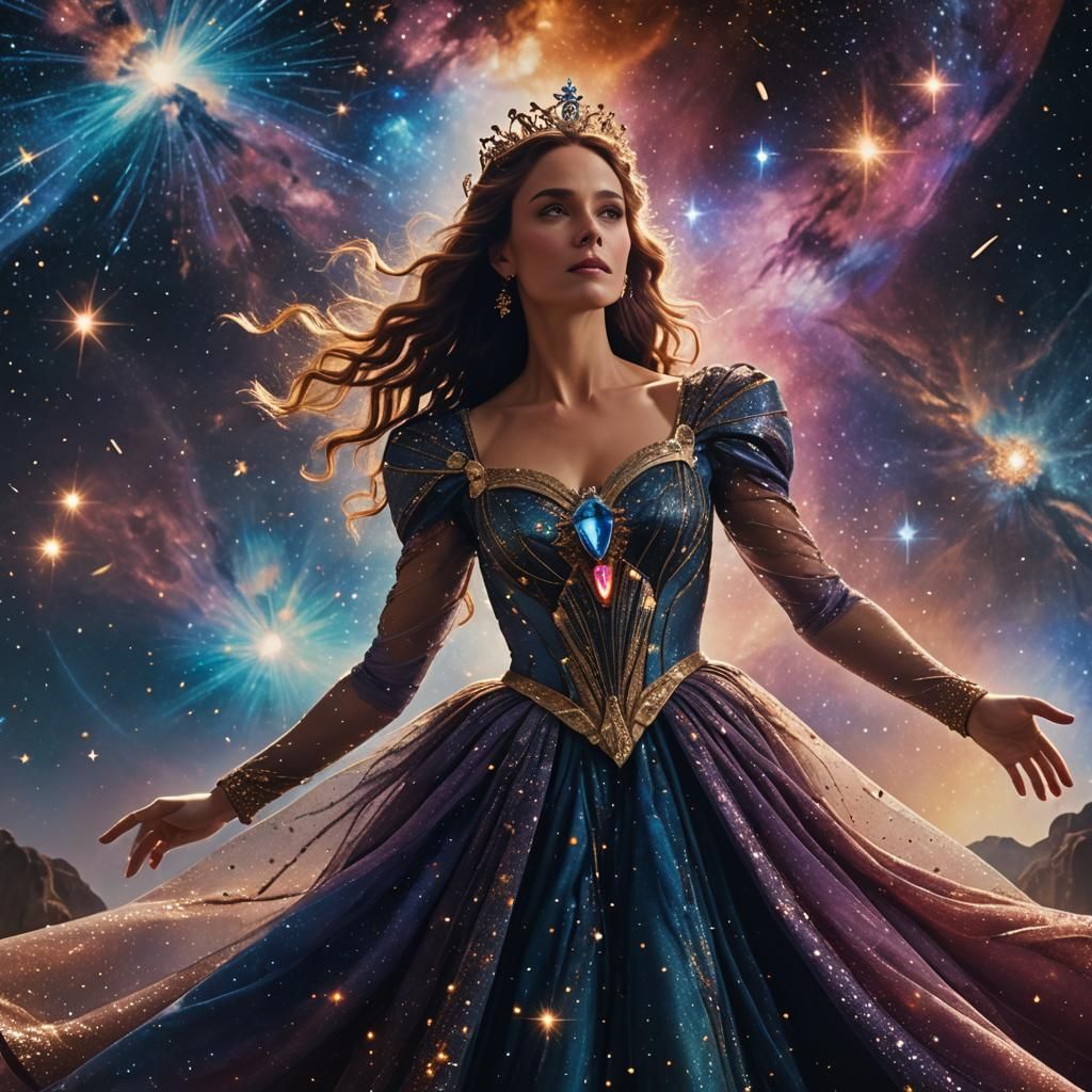 Empress of Cosmic Nebula in Gemstone Dress