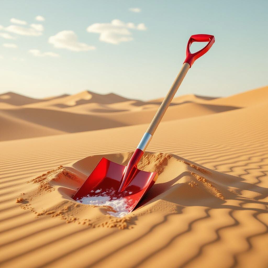 Snow Shovel in Sahara Desert: Digital Art