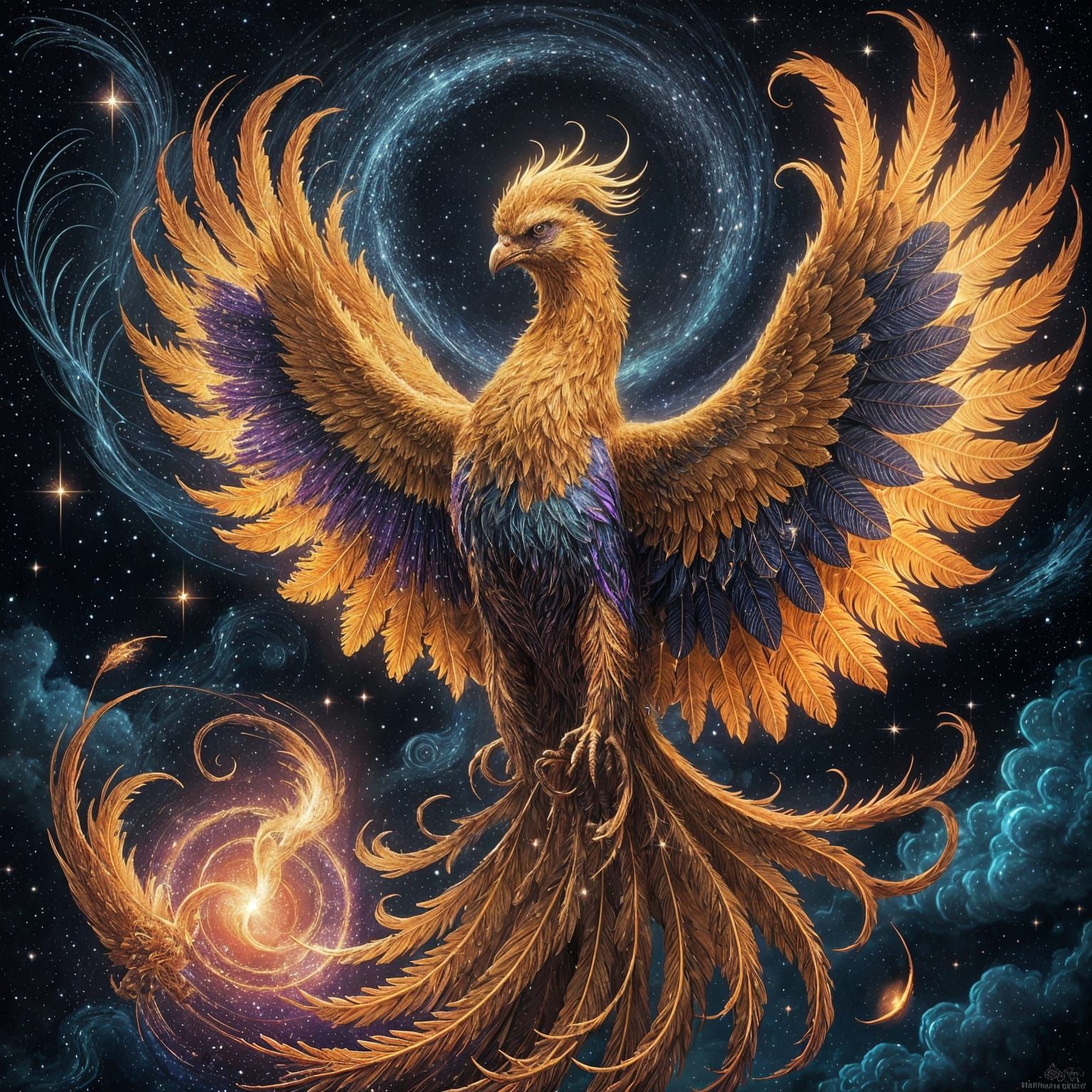 Celestial Phoenix Rising from Ethereal Lantern