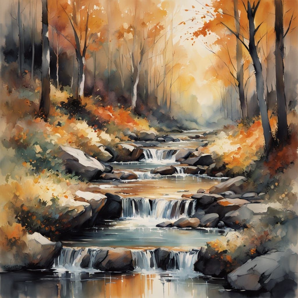 Autumn Brook Bridge Concept Art