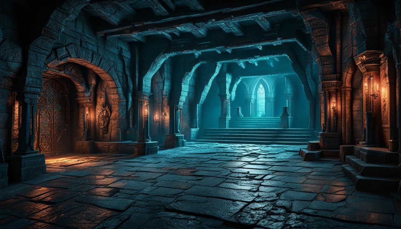 Epic Fantasy Dungeon Room with Volumetric Lighting