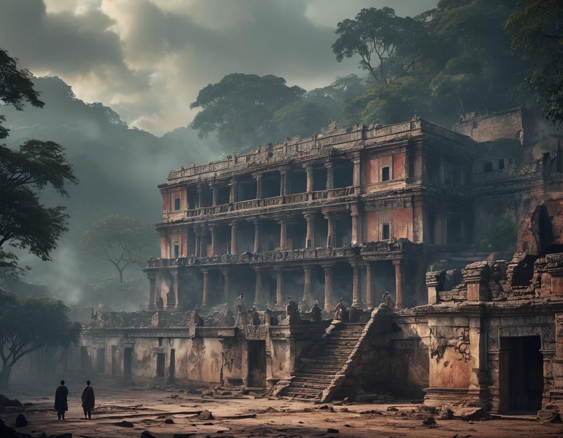 Yaxchilan Palace in Winter: A Digital Matte Painting