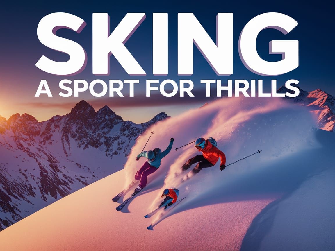 Dynamic 3D Skiing Poster with Alpine Thrills