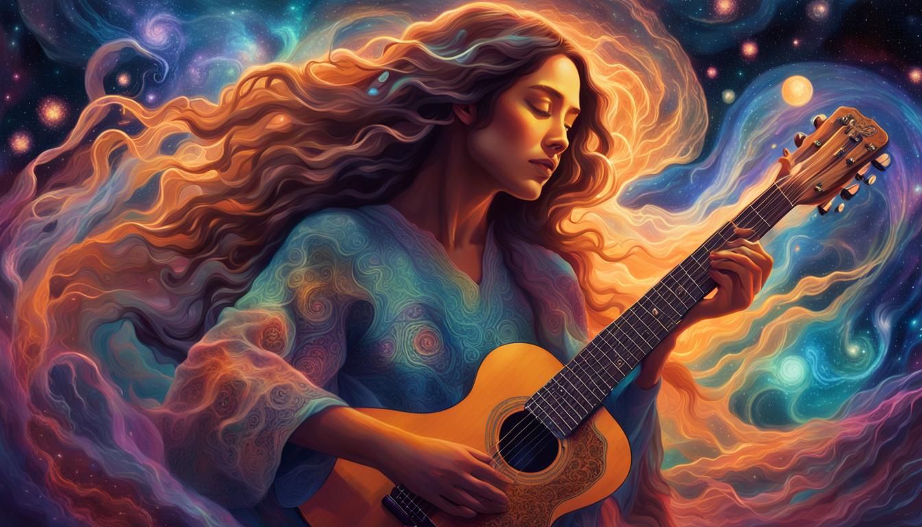 Ethereal Woman in Nebula with Intricate Network