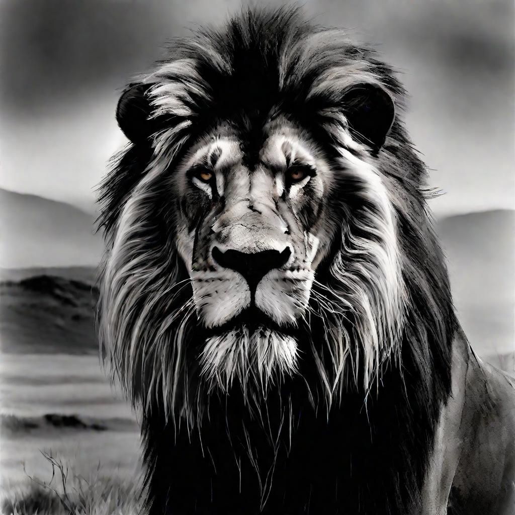 Menacing Lion King Portrait in Noir Style