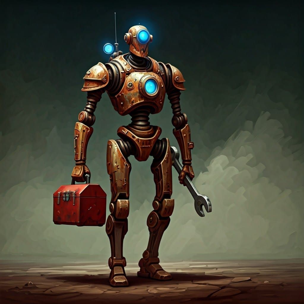 Rusted Scrapbot in High Fantasy