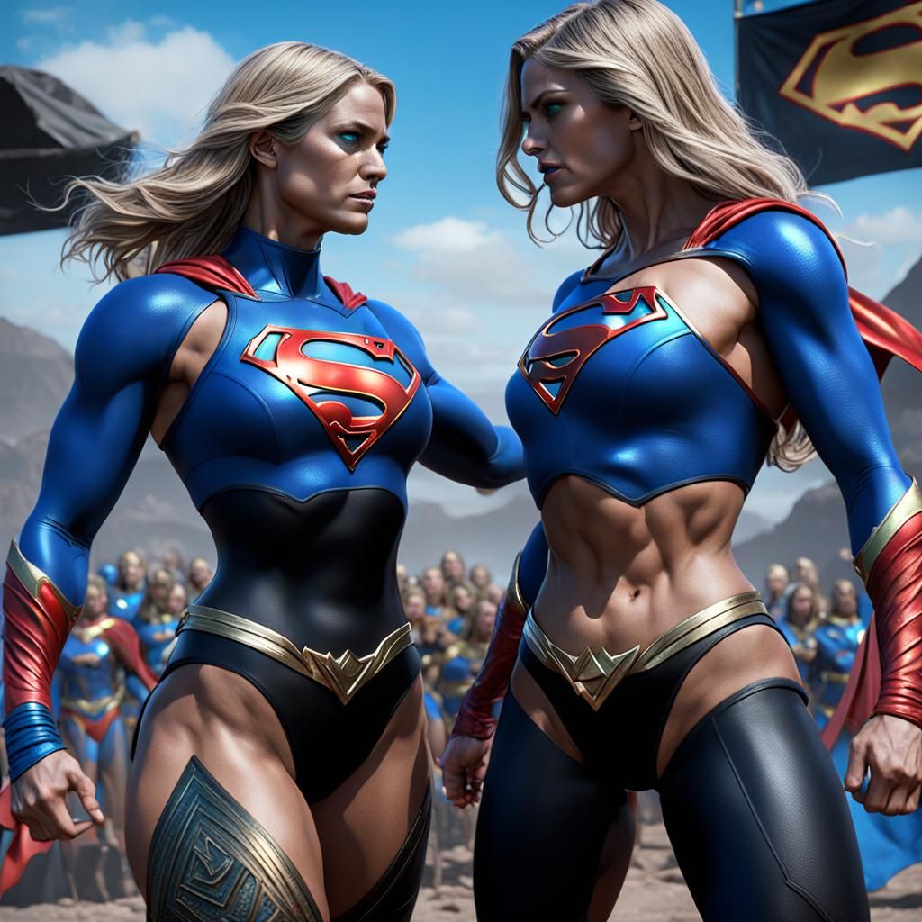 Supergirl Wrestling Match in Detailed Digital Art