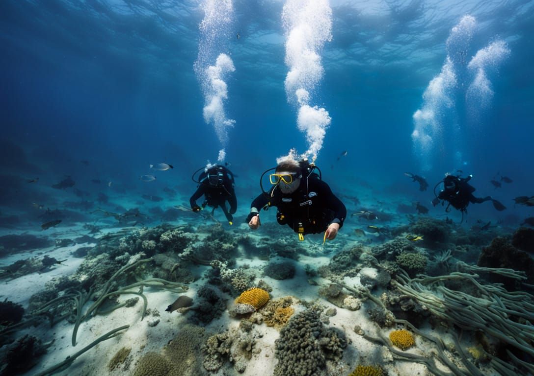 Underwater archaeologists excavating a shipwreck