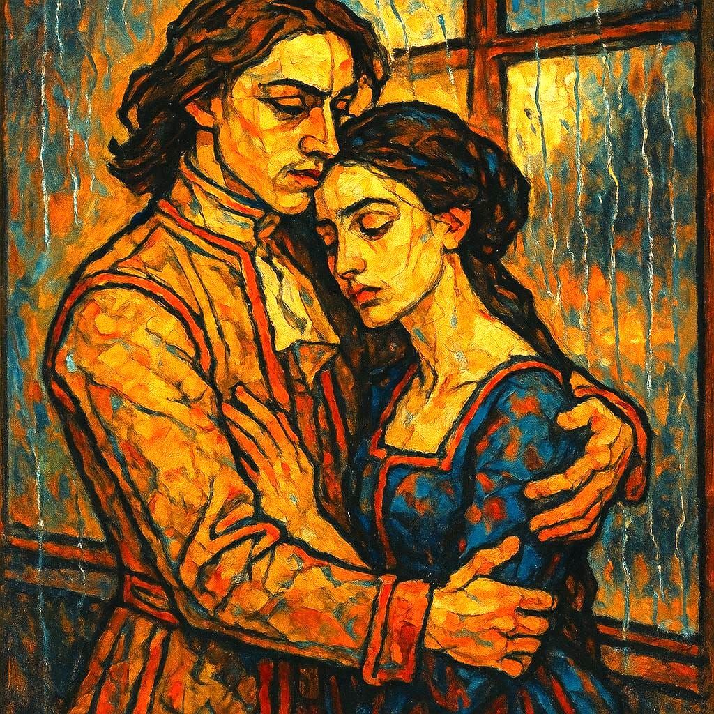 Peter the Great and Eudoxia Embrace, Egon Schiele Style