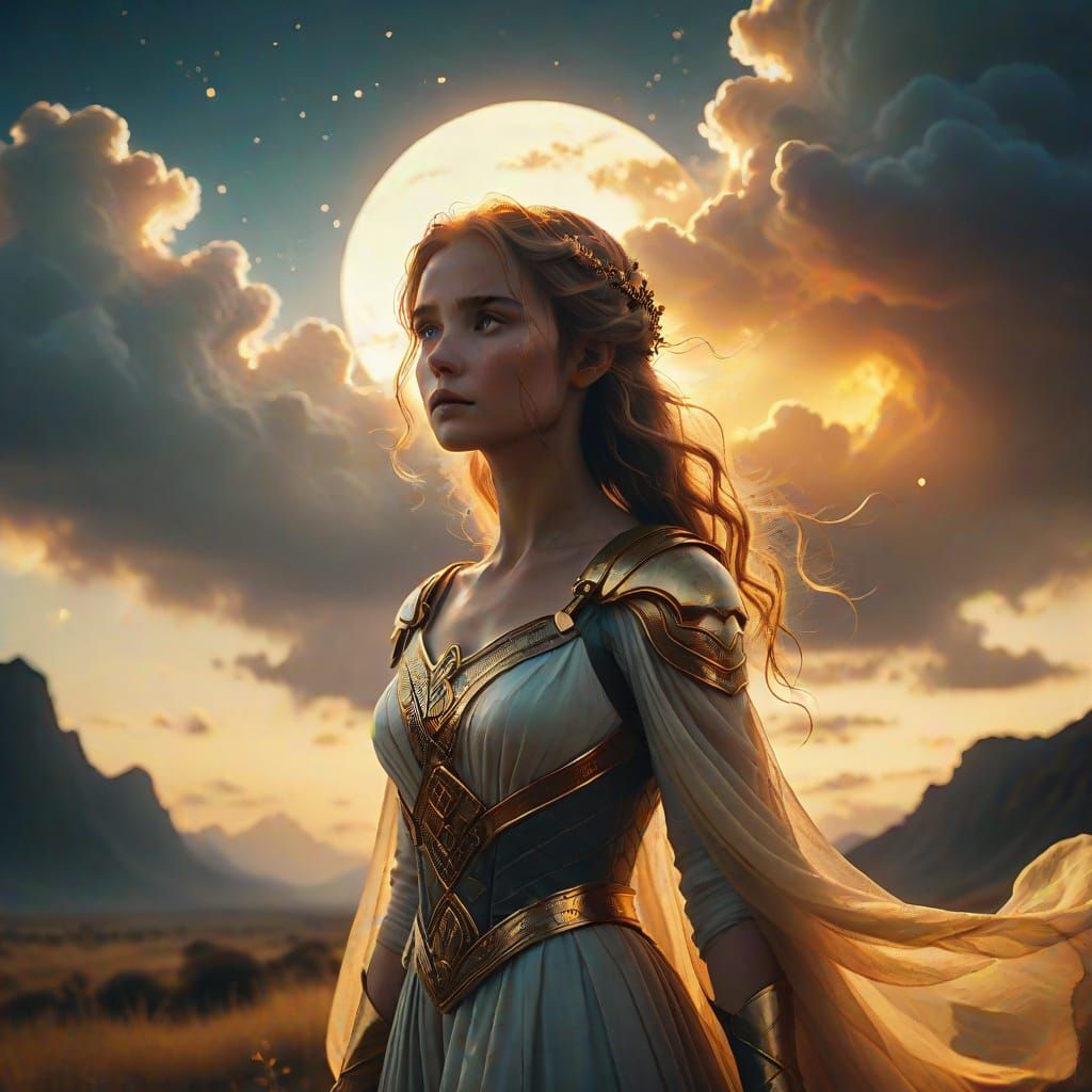 Enigmatic Figure Basks in Warm Golden Light of Sunset