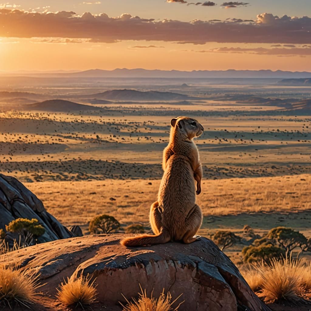 Prairie Dog and Kangaroo Savannah Sunrise in 4K