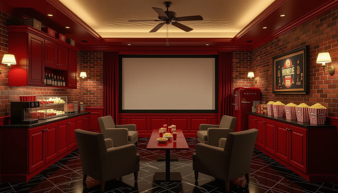 Victorian Movie Room with Cinematic Lighting