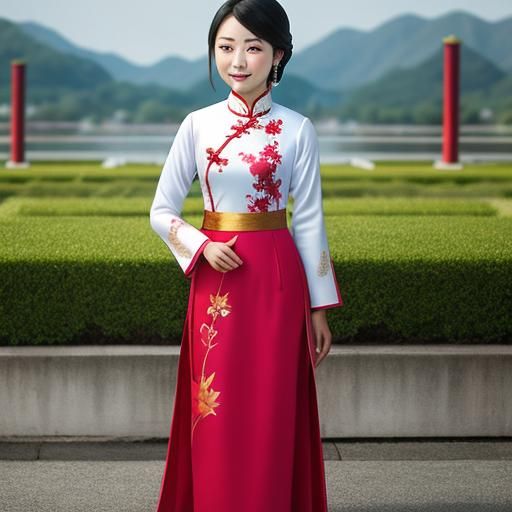 Elegant Asian Woman in Traditional Ao Dai