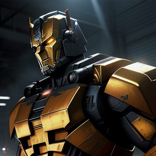 Peter Cullen Standing Beside Optimus Prime in Industrial Cin...