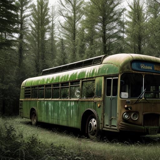 Abandoned Bus Slowly Engulfed by Forest