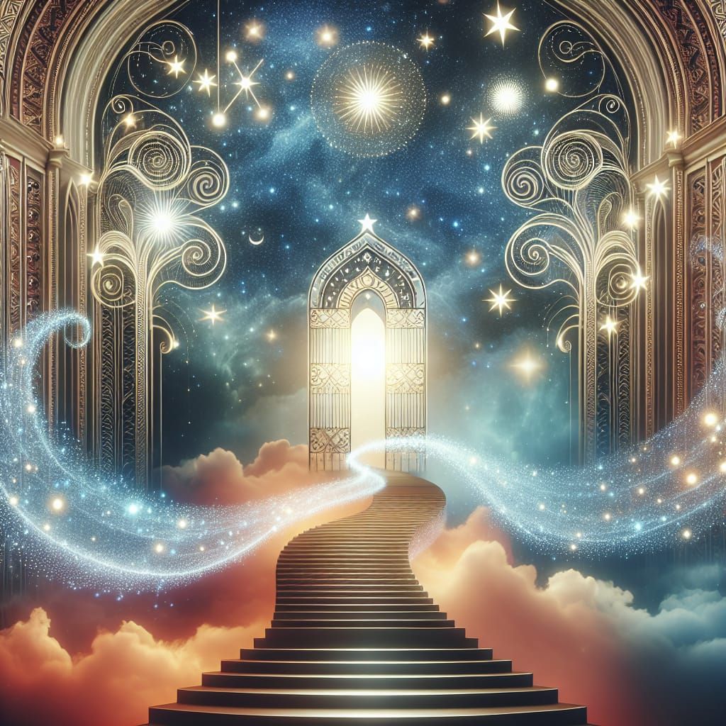 Curvilinear Staircase to Heaven with Magical Stars