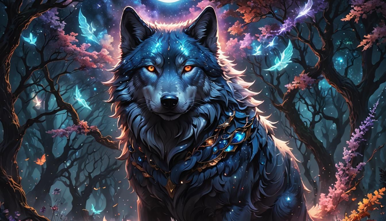 Ethereal Galaxy Wolf Spirit, Anime Key Visual,  Deep Color, ...