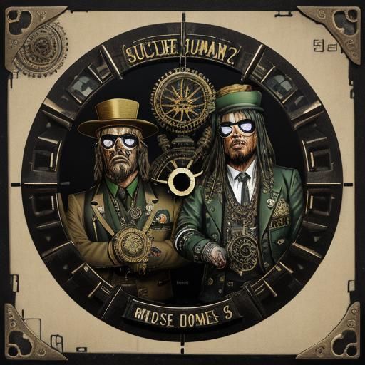 Steampunk Suicideboys Album Cover with Guns and Money