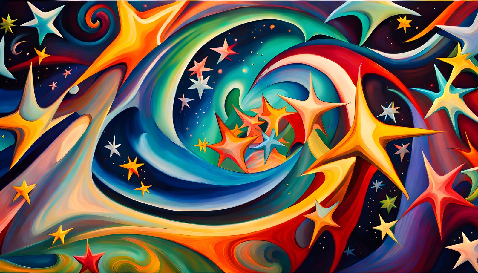 Iridescent Star Cluster Formation in Abstract Expressionism