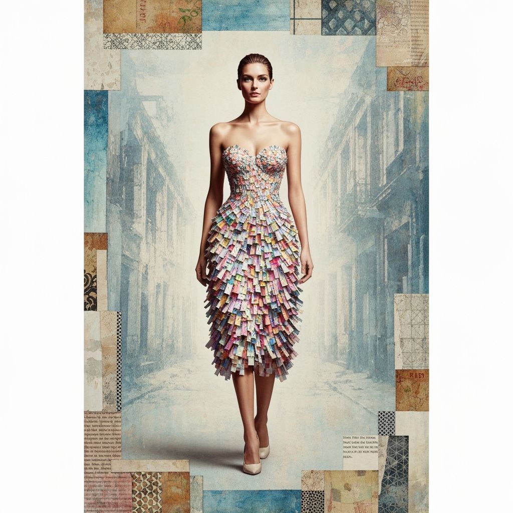 Supermodel in Paper Dress: Mixed Media Collage