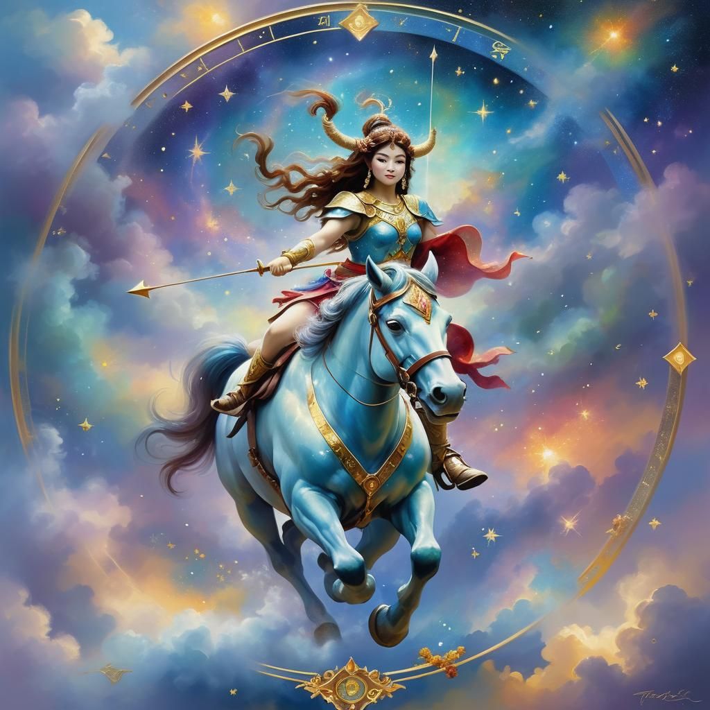 Sagittarius Zodiac Portrait in Detailed Fantasy Style