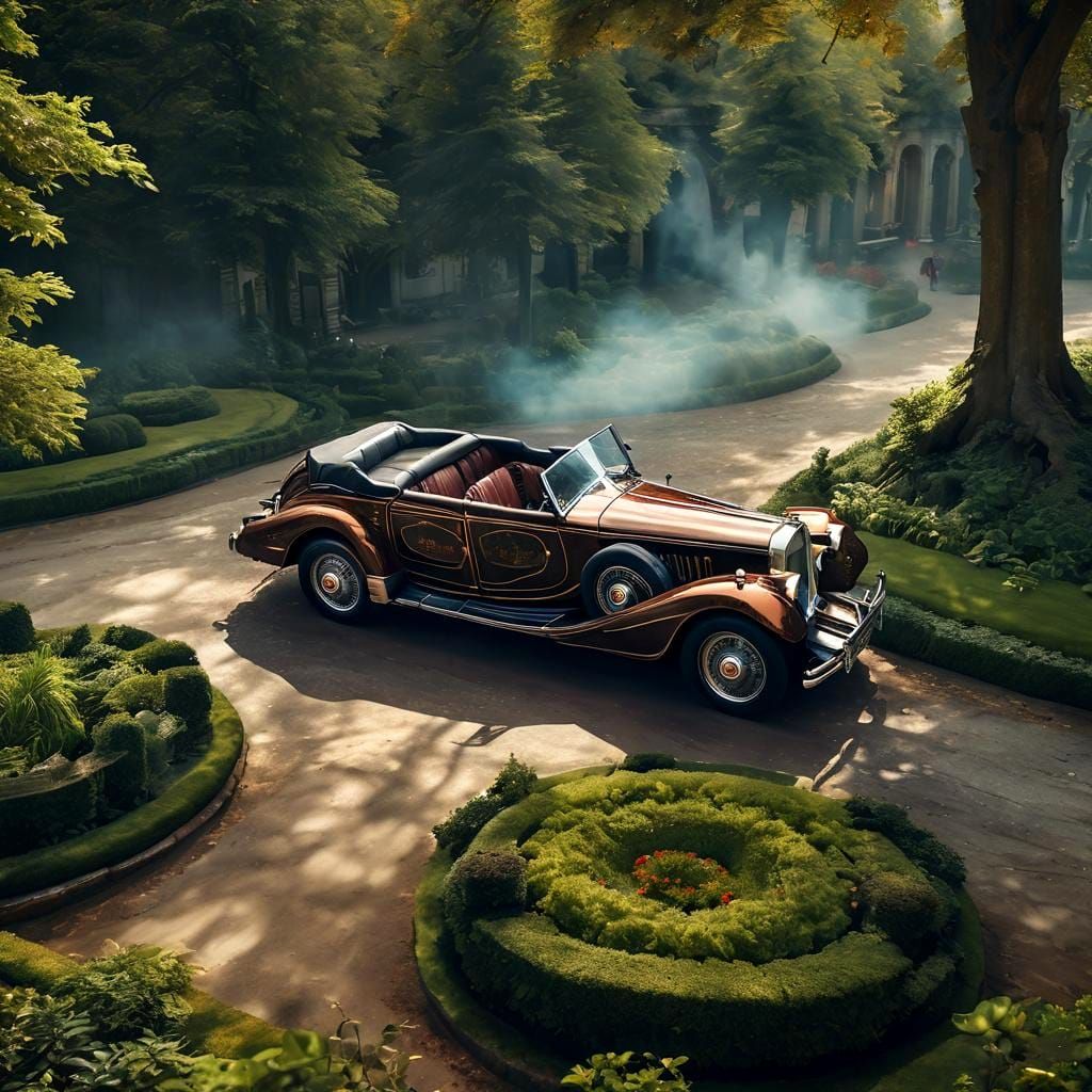 Steampunk Delahaye Cabriolet with Da Vinci and King