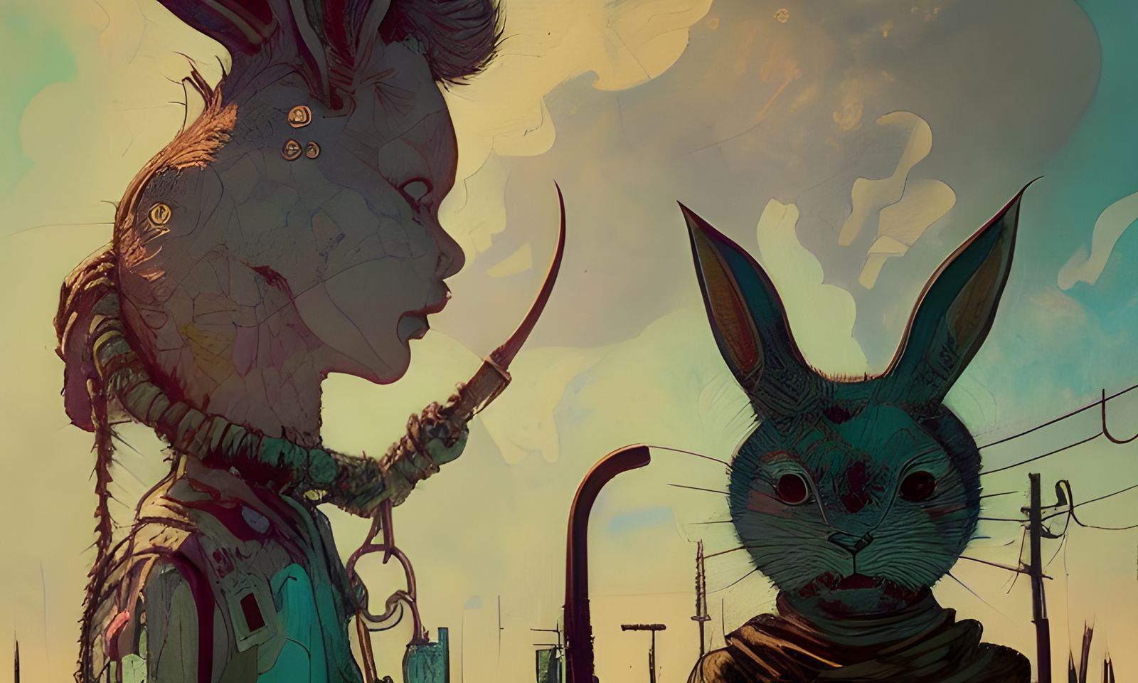 Mafia Royalty Bunny Character as Matte Painting