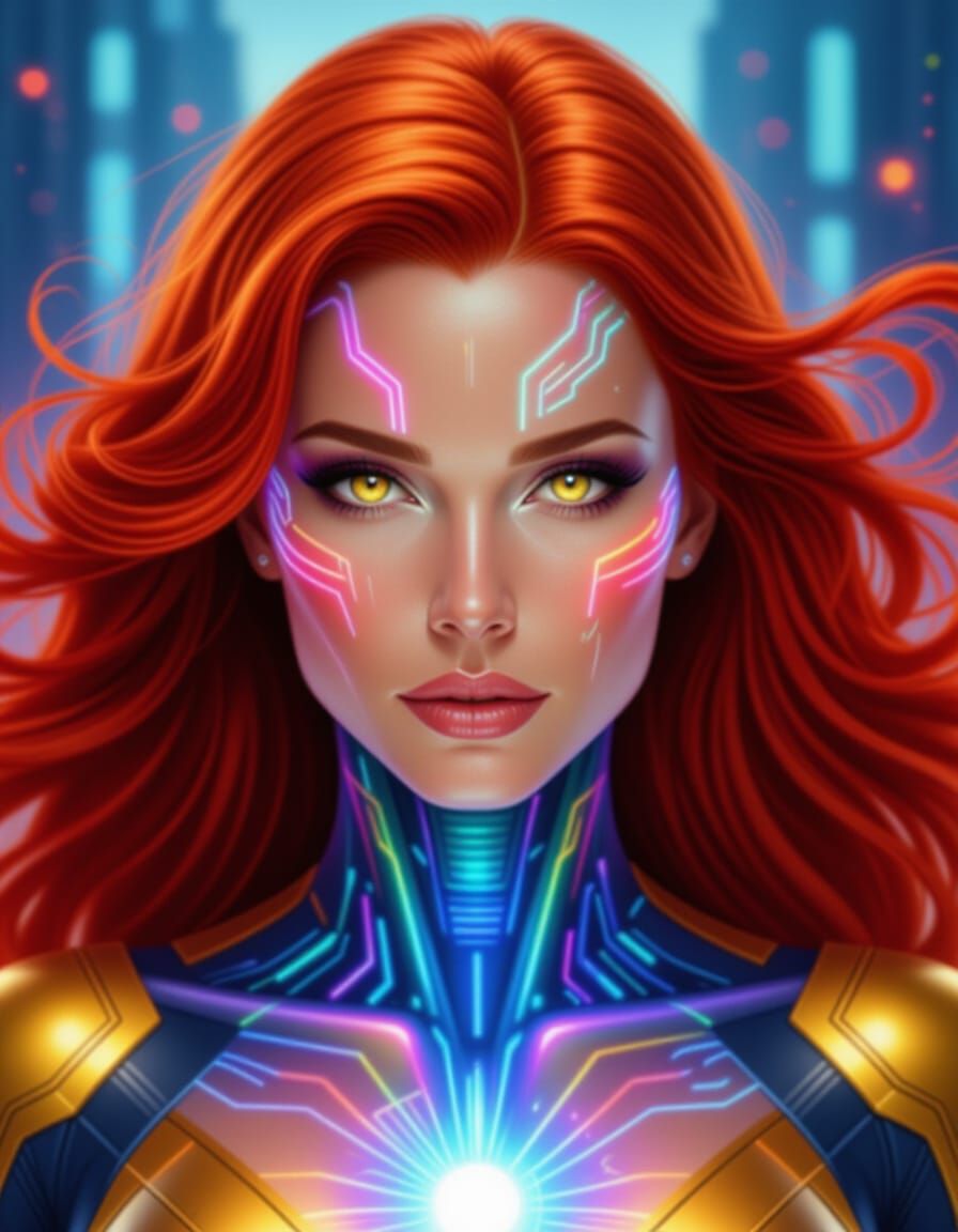 Jean Grey 2077: Cyber-Organic Phoenix Portrait