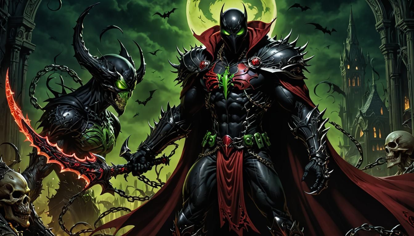 Spawn Digital Art with Crimson Cape